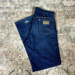 Wrangler 13mwz Cowboy Cut Jeans Men's 34x32 Blue Denim Straight Faded Workwear